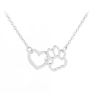 SeriBella Designs Jewelry - Heart Love & Dog Paw Silver Necklace SeriBella Designs Jewelry - Heart Love & Dog Paw Silver Necklace